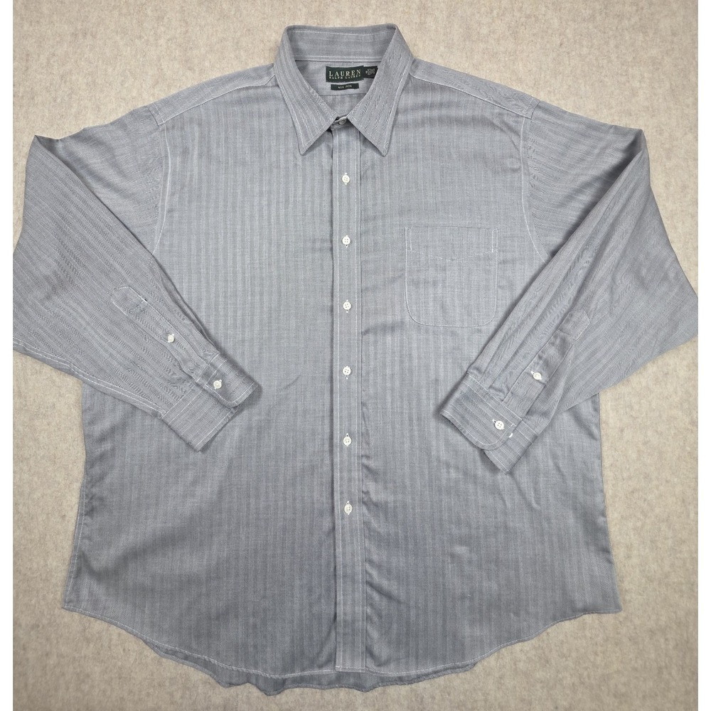 Lauren Ralph Lauren Dress Shirt Herringbone Button Up Mens Size 18 34/35 (XXL)‎